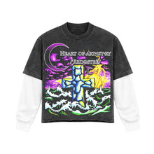 Load image into Gallery viewer, Heart Of Artistry Peace Be Still Acid Wash Long Sleeve Shirt
